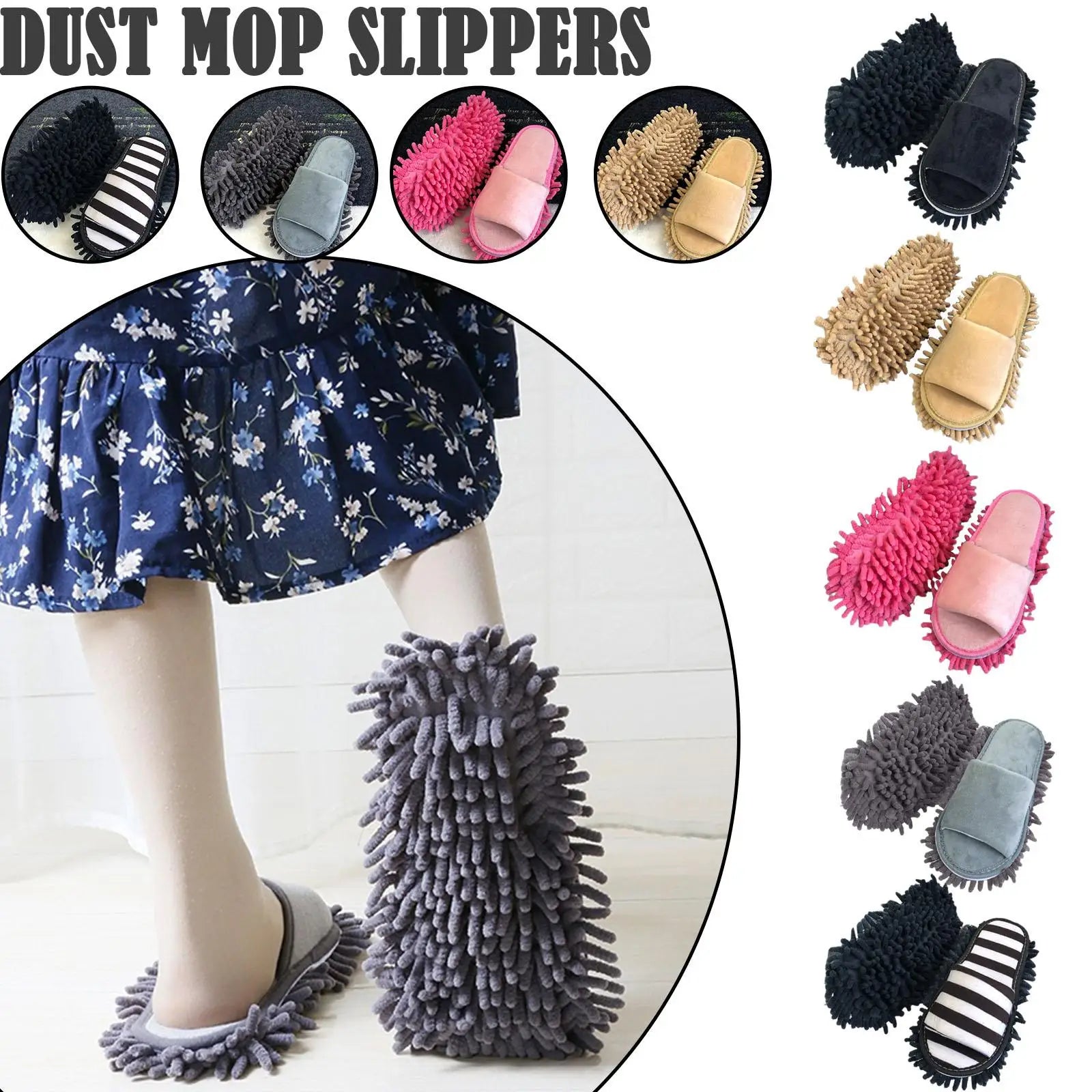 Lazy Mop Slippers Floor Dust Cleaning Slippers Shoes Clean Slippers Wipe The Floor Open-toed Lazy Wiping Slippers Mopping Shoes LadyShow.Store