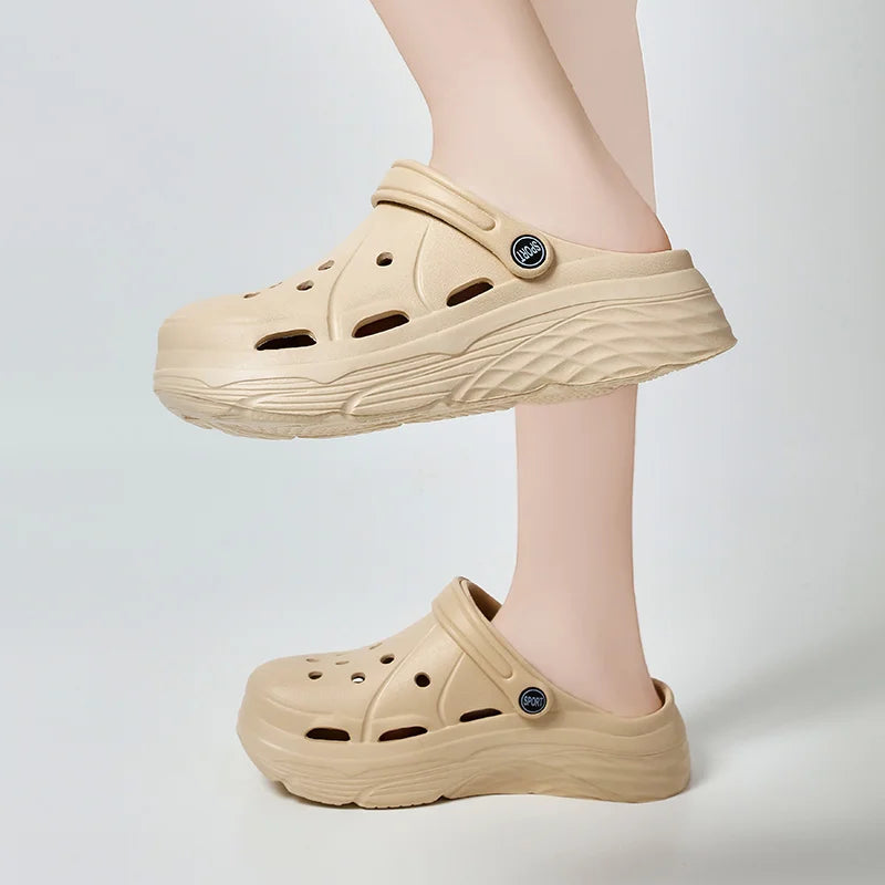 Women's Fashion Platform Sandals Summer 2025 Thick Sole Soft Eva Clogs Garden Shoes for Women Hollow Out Non Slip Beach Sandals Pi-Mart