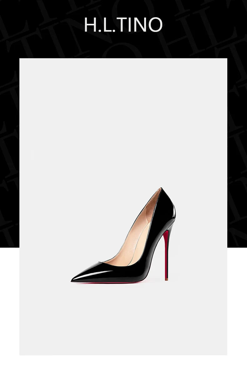 Women heels 2026 leather Heels for women Luxury Brand Pumps Red sole Pointed Toe High Heels Elegant Stiletto Ladies Prom Shoes Pi-Mart