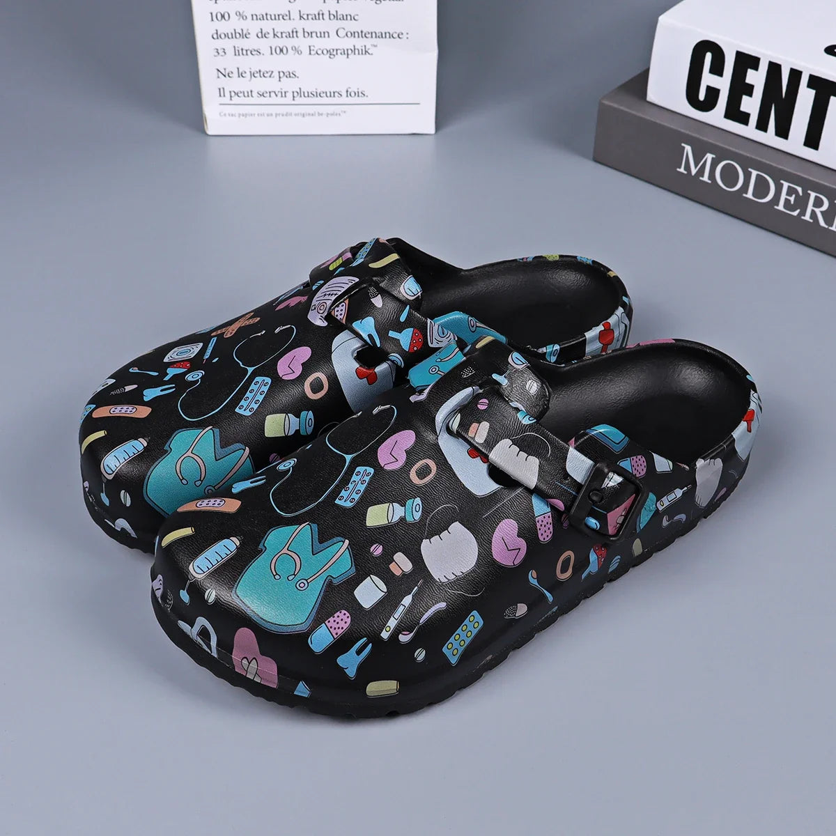 Comfortable Women's Shoes Non-Slip Eva Slippers Closed Toe Adjustable Buckle Strap,Soft Flat Sole Women's Clogs LadyShow.Store