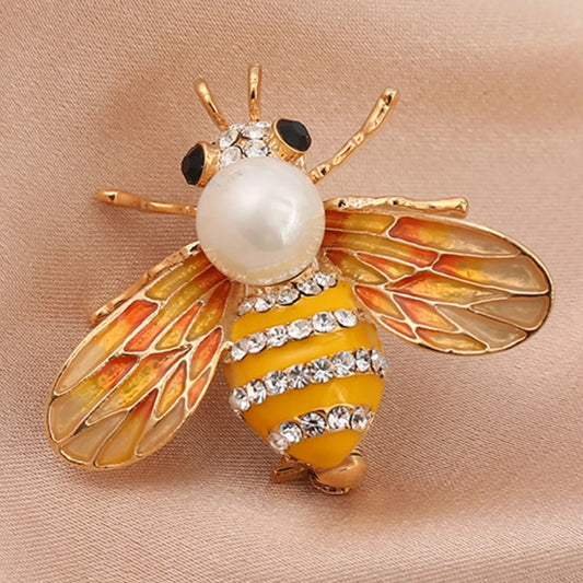 1PC Women's Fashion Trend Personalized Imitation Pearl Bee Brooch Pin Jewelry Suitable for Outdoor Dating, Party, Festival Gifts Pi-Mart
