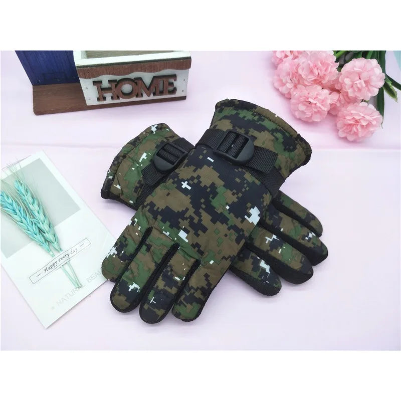 Kids Winter Gloves for Boys Girls 8-12 Years Old Fleece Lined Warm Thick Camouflage Ski Cycling Design Mittens Accessories Pi-Mart