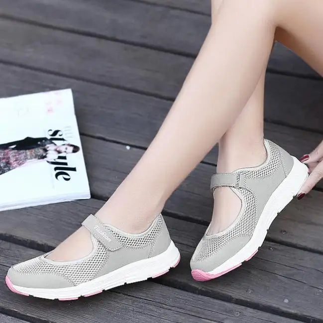 Women Shoes Breathable Vulcanized Shoes White ZapaWomen Sneakers Fashion Breathable Mesh Casual Walking Shoes Women Work Shoes Pi-Mart