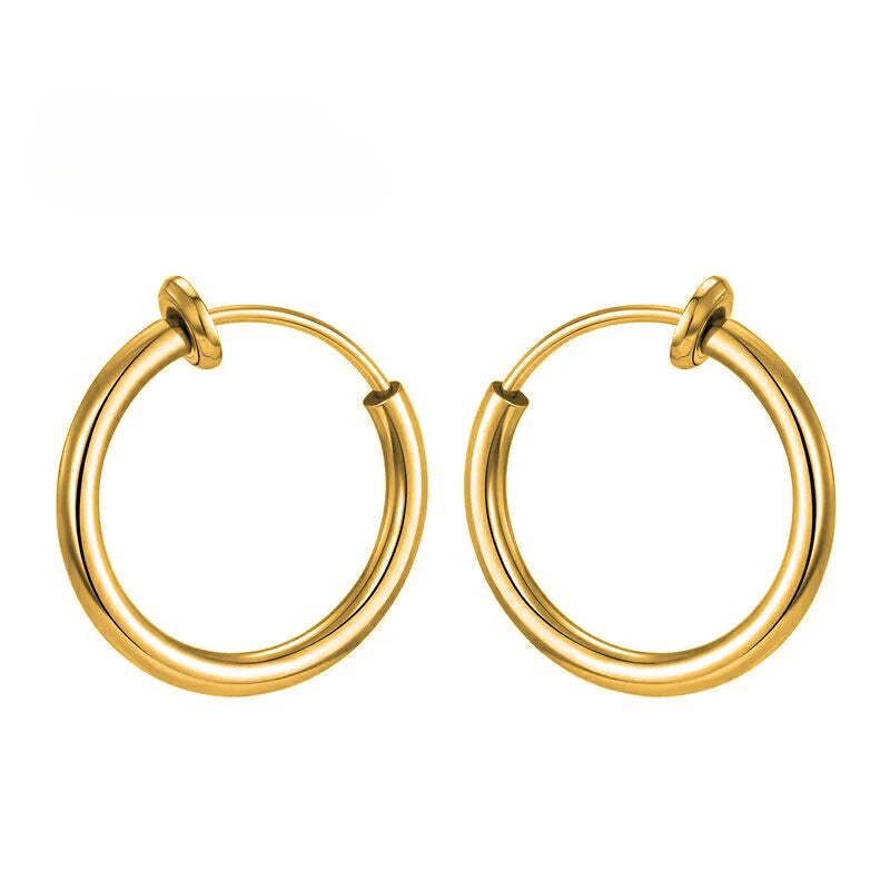 1 Pairs Fake Ear Clip Hoop Earrings for Men and Women Stainless Steel Painless Non Piercing Fake Earrings Jewelry Gifts Pi-Mart
