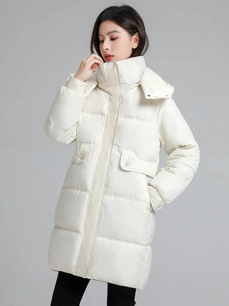 2025 New Women Warm Thicken Down Cotton Jacket Winter Women Long Cotton Coat Hooded Puffer Jacket Women Loose Plus Size Parkas LadyShow.Store