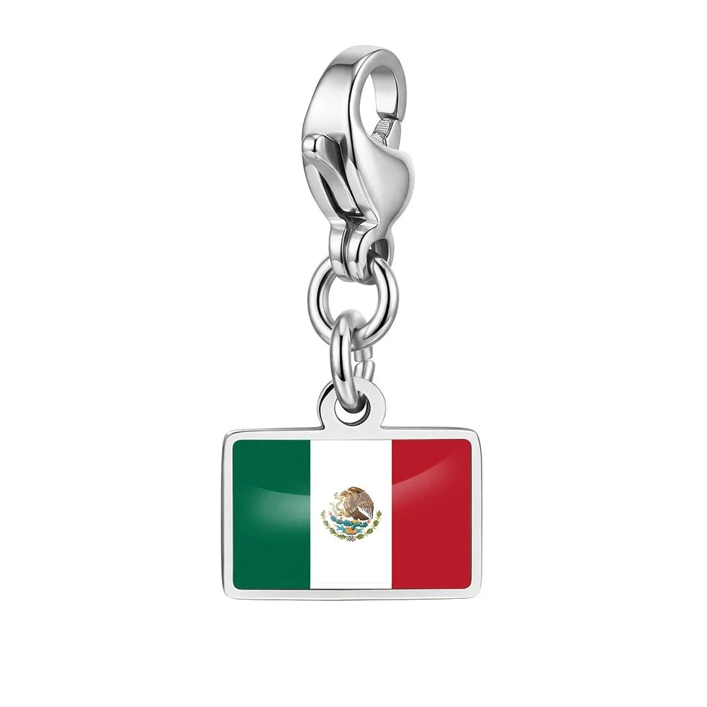 10mm Country Flag Charms Pendant Necklace Bracelet Keychain Bagchain Stainless Steel  Jewelry A Commemorative Gift For A Friend Pi-Mart