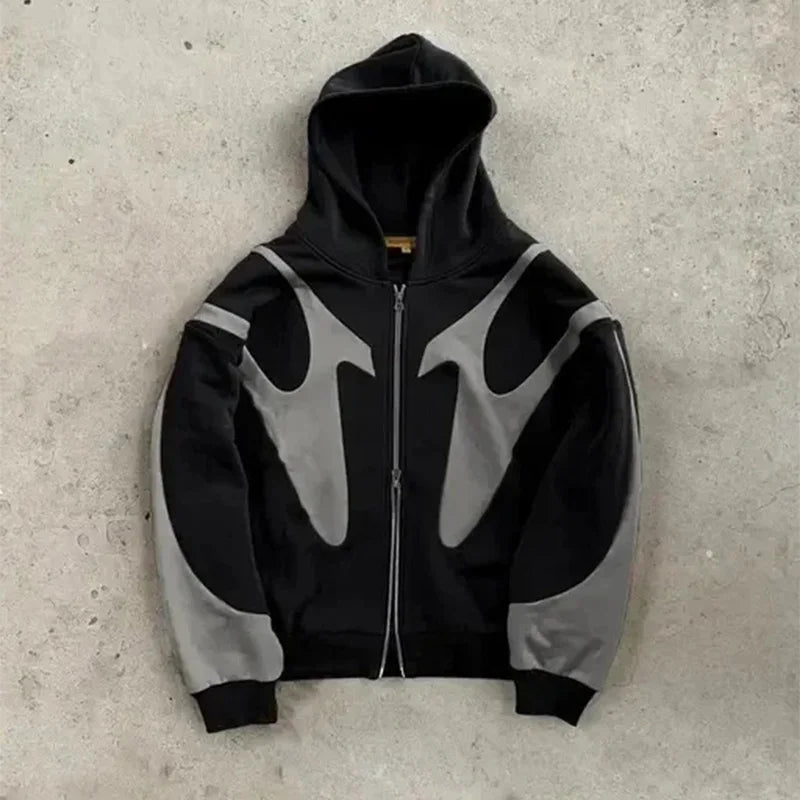 American  Retro Letter Printed Devil Pattern Hoodie Y2k Harajuku Casual Couple Zipper Hoodies Sweatshirt Fashion Street Clothing LadyShow.Store