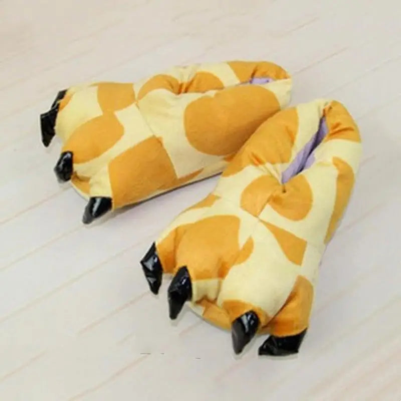 Winter Warm Soft Indoor Floor Slippers Women Men Shoes Paw Funny Animal Christmas Monster Dinosaur Claw Plush Home Random Lining LadyShow.Store