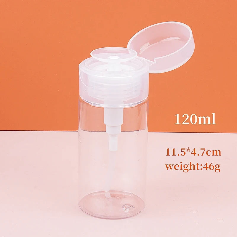 1 Pcs Refillable Bottles Push-type Bottling Empty Pump Dispenser Bottle for Nail Polish and Makeup Remover Bottle Packaging Tri Light Beauty