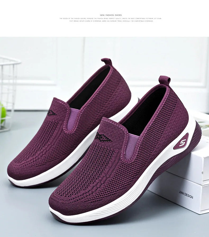 Women's Shoes Spring and Autumn New Mesh Breathable Casual Shoes Outdoor Lightweight Non-slip Wedge Heel Thick-soled Sneakers Pi-Mart