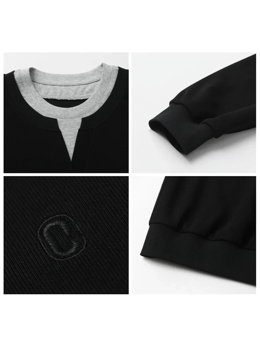 CHIC VEN Korean Women Sweatshirts Loose Casual New Contrast Splicing Hoodie Female Top Woman T Shirt Pullover Spring Autumn 2025 LadyShow.Store