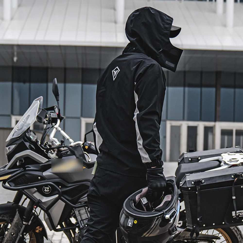 Motorcycle Raincoat Suit Rainstorm Prevention Jacket Pants Camping Hiking Fishing Raincoat Moto Raincoat Motorcyclist Rider Rain Pi-Mart