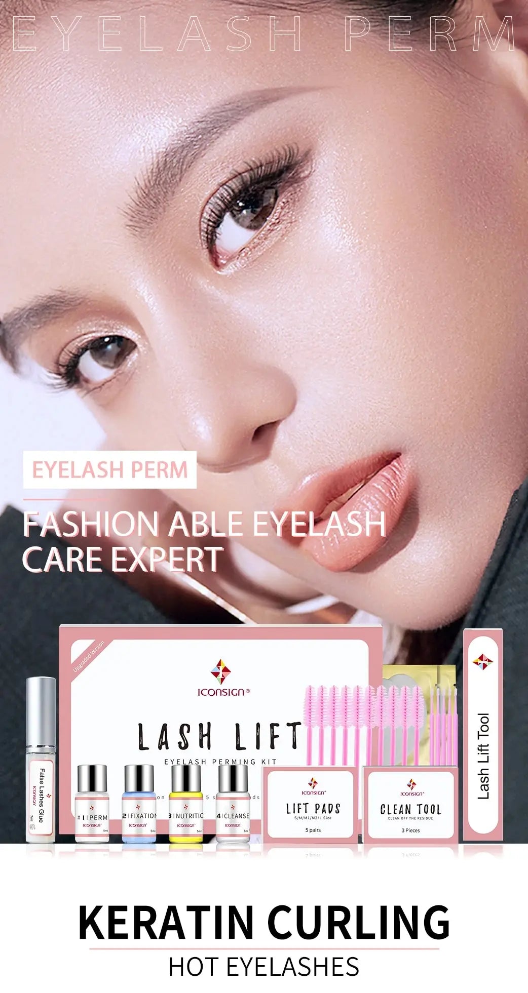 ICONSIGN Upgrade Version Lash Lift Kit Lifting Eyelashes Lasting 6-8 Weeks Calia Perm Eyelash Enhancer Makeup Tools Pi-Mart