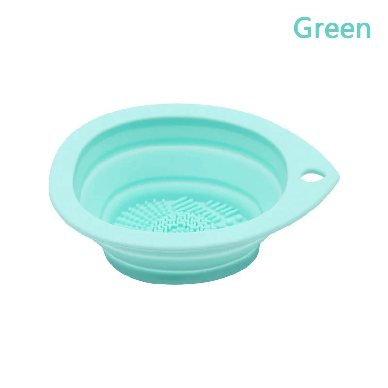 Silicone Makeup Brush Cleaner Folding Powder Puff Cleaning Bowl Eyeshadow Brushes Washing Soft Mat Beauty Tools Scrubber Box Pi-Mart