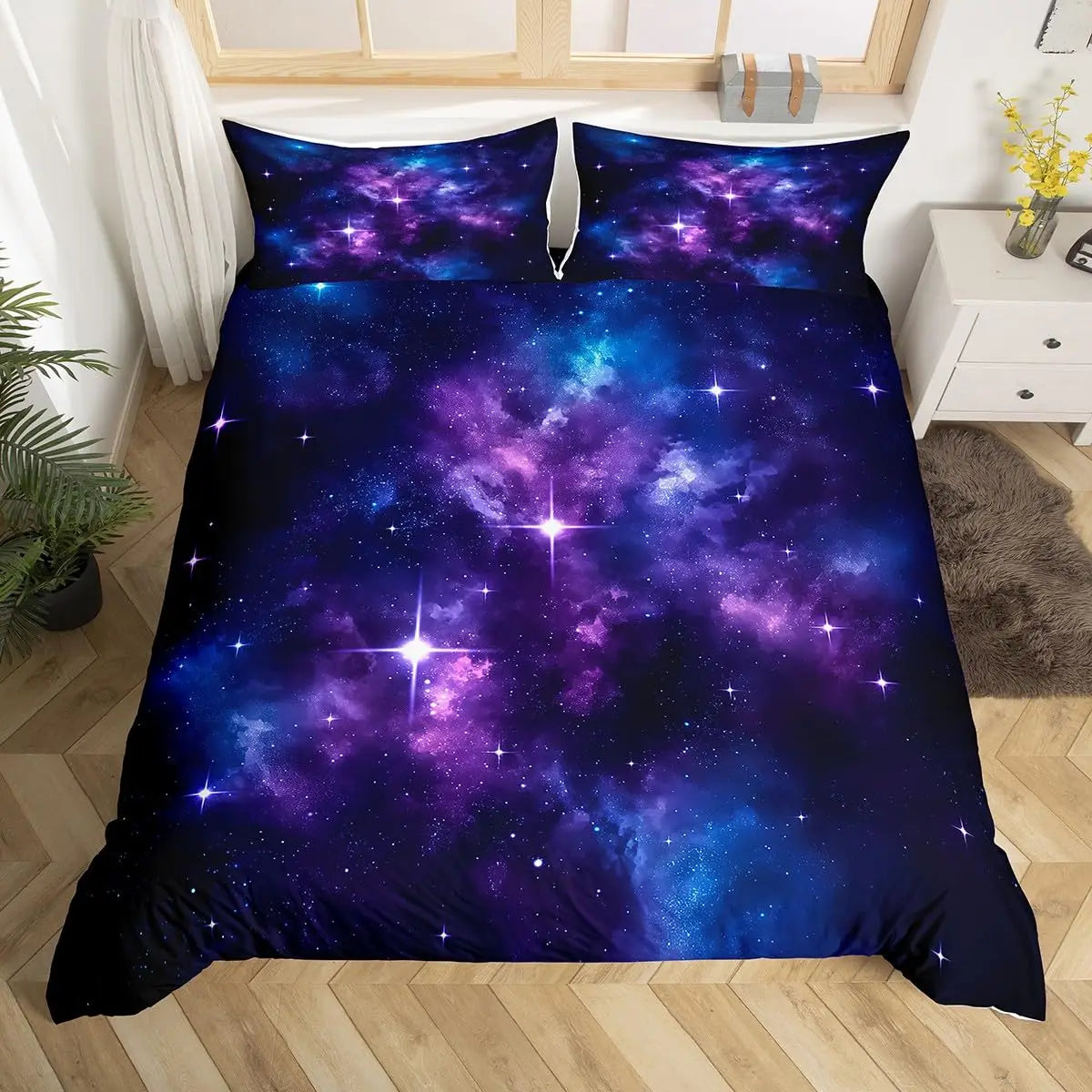 Galaxy Duvet Cover Starry Sky Bedding Set Twin Full Queen King Mysterious Outer Space Comforter Cover For Boys Girl Room Dorm Pi-Mart