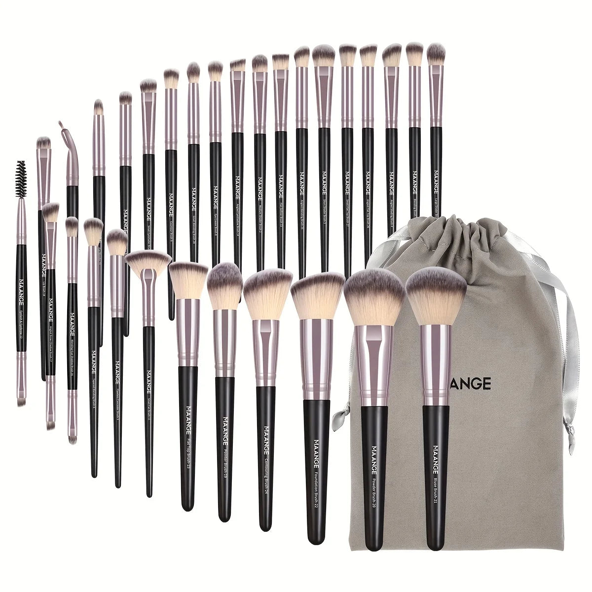 MAANGE 30pcs Professional Makeup Brush Set Foundation Concealers Eye Shadows Powder Blush Blending Brushes Beauty Tools with Bag Pi-Mart