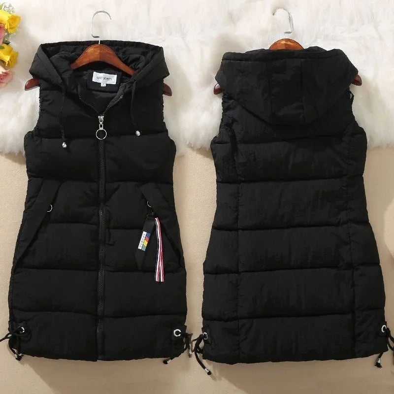 2023 New Autumn Women Vest Winter Puffer Parkas Coat Casual Pocket Hooded Waistcoat Female Sleeveless Jacket  Outerwear LadyShow.Store
