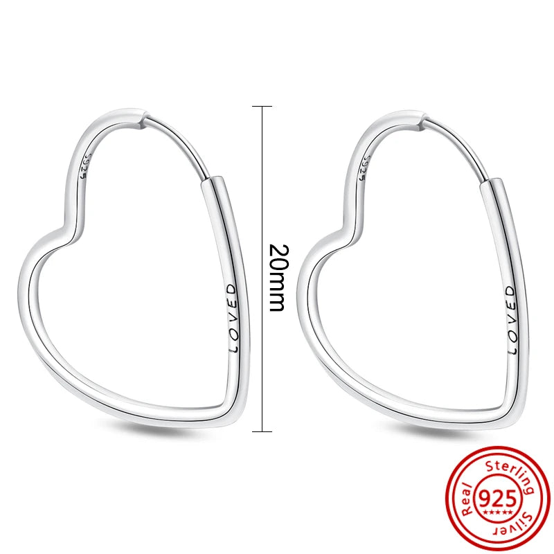 Hot Sale 925 Sterling Silver Heart Earrings Fit Original Charms Hoop Earrings For Women Girls Stud Earring Fine Jewelry Gifts Pi-Mart