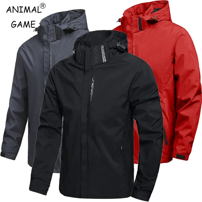 Men's Outdoor Waterproof Raincoat Lightweight Cycling Coat with Hood Streetwear Hiking Windproof Jacket Climbing Outdoor Jackets LadyShow.Store
