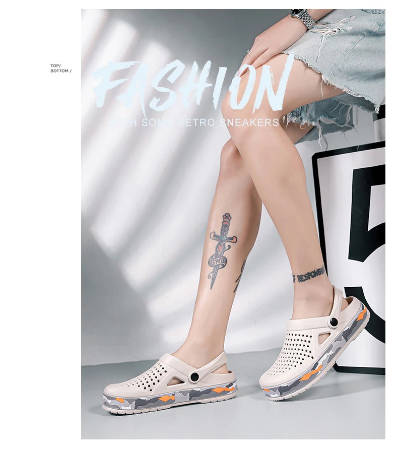 Men's summer casual hole shoes non slip lightweight breathable Two wearing men's sandals fashion comfort beach shoes slippers Pi-Mart