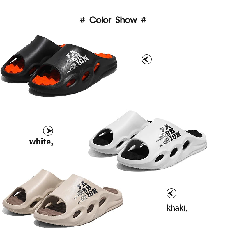 Men Fashion Massage Slippers Indoor/Outdoor Sandals Beach Flip Flop Thick Sole Male Slides Summer Non-Slip Men Shower Slippers Pi-Mart