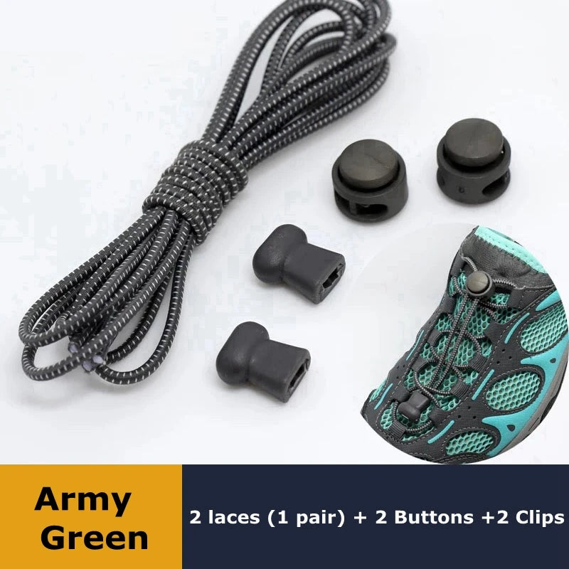 1Pair Shoelaces for Sneaker Elastic No Tie Shoe Laces Stretching Lock Lazy Laces Quick Rubber Shoelace Round Shoestrings Pi-Mart