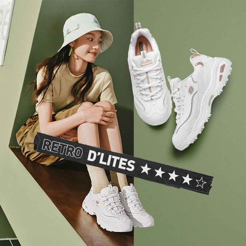 Skechers Shoes for Women D‘LITES Classic Dad Shoes Casual Comfortable Breathable Female Chunky Sneakers skerchers para mujeres Pi-Mart