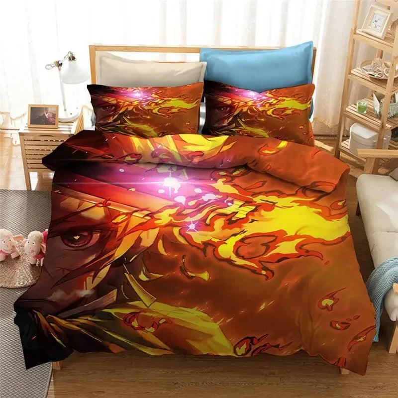 Anime Demon Slayer Duvet Cover Pillowcase 3D Printed Bedding Set Double Twin Full Queen King Adult Kids Bedclothes Quilt Cover Pi-Mart