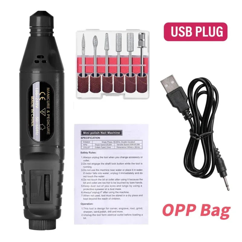 All-in-One Electric Nail File Pen: The Ultimate At-Home Manicure Solution for Gel Polish Removal & Nail Shaping - Lightweight Tri Light Beauty