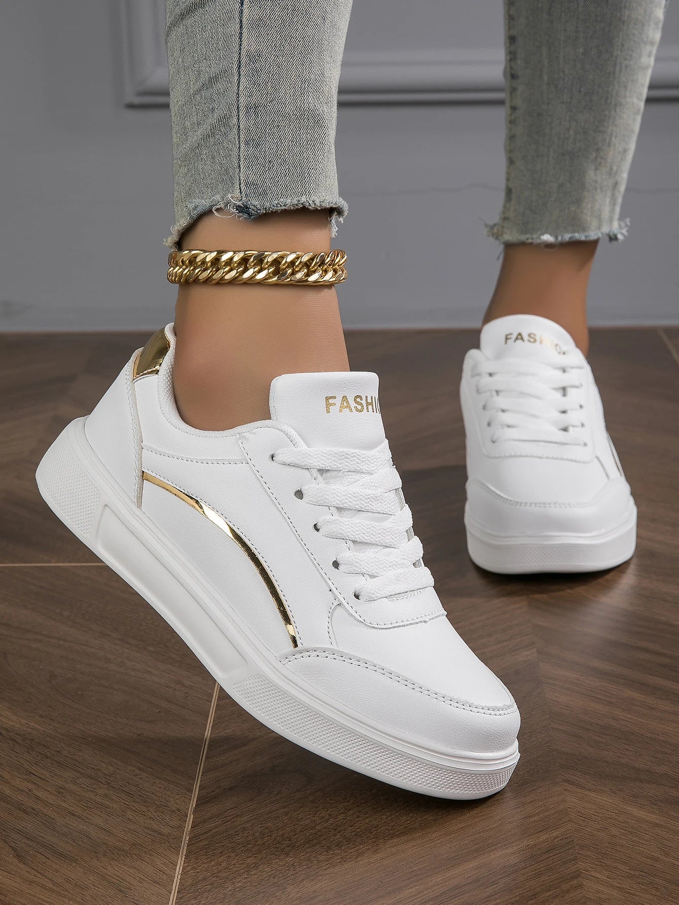 Baasploa Women Casual Sneakers Leather Platform Sneakers for Women Classics Comfort Skateboarding Shoes Non-Slip LadyShow.Store