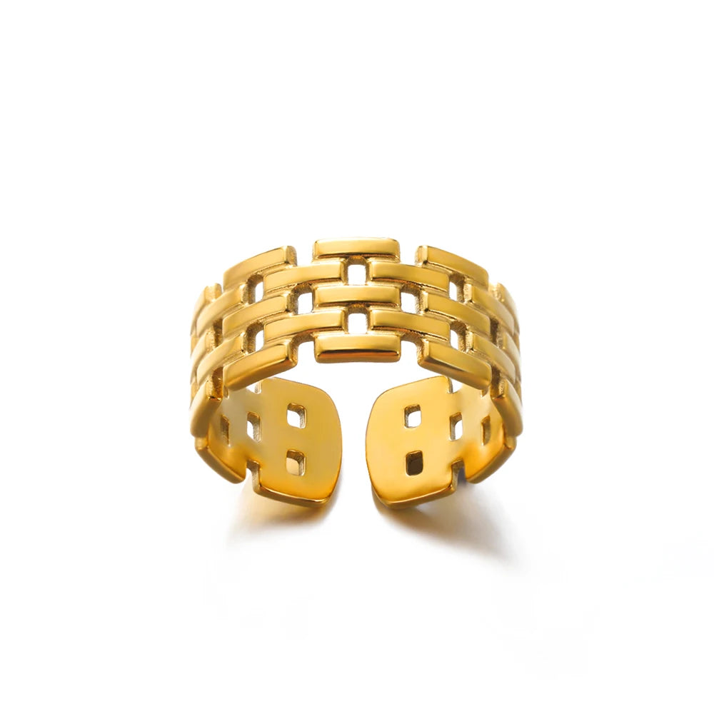 316L Stainless Steel Rings for Women Gold Color Never Fade Luxury Classic rings wedding couple rings Jewelry Free Shipping Pi-Mart