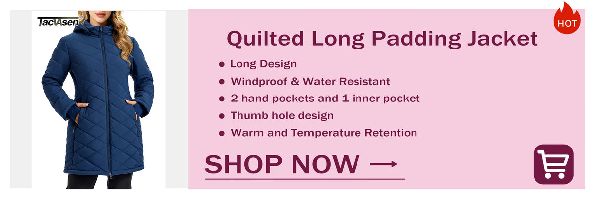 TACVASEN Women's Long Hooded Jacket Fleece Lined Softshell Jacket Waterproof Windproof Hiking Jacket Rain Coat Windbreaker Parka Pi-Mart