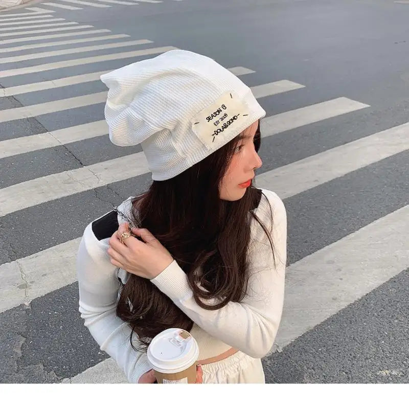 Casual Keep Warm Thin Knit Hat Cute Outdoor Cold Cap Ear Protection Warm Stack Hat For Men Women Pi-Mart