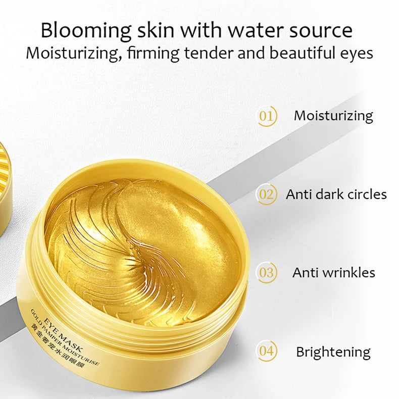 120pcs BIOAQUA  Gold Crystal Collagen Eye Mask Anti Dark Circles Anti-Wrinkles Seaweed Moisturizing Eye Patches Eyes Skin Care Pi-Mart