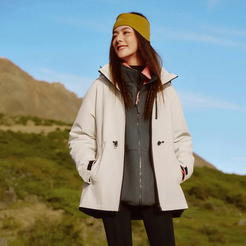 Semir Down Jacket Women 2025 New Two-Piece Three-in-One Outdoor Travel Daily Waterproof Oil-proof Stain-proof Woman winter coat LadyShow.Store