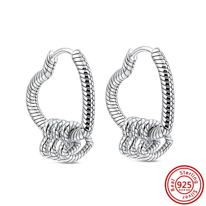 Hot Sale 925 Sterling Silver Heart Earrings Fit Original Charms Hoop Earrings For Women Girls Stud Earring Fine Jewelry Gifts Pi-Mart