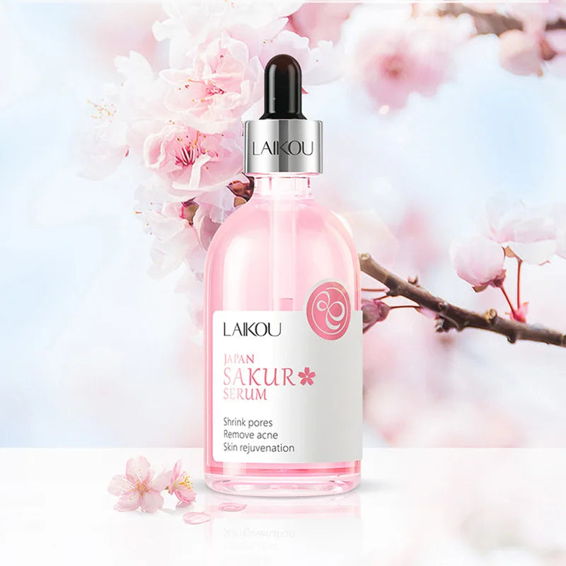 100ml LAIKOU Sakura Facial Serum Vitamin C Essence Moisturizing Firming Brightening Face Serum Beauty Facial Skin Care Products Tri Light Beauty