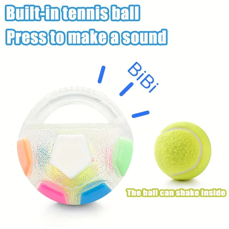 Soccer Ball Pet Vocal Toy, Durable TPR Material, Dog Toy With Carrying Handle, Suitable for Throwing , Interactive Pet Toy Pi-Mart