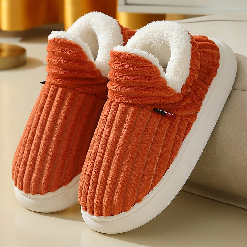 Evshine Soft Sole Slippers For Women Winter Fashion Women Fur Slippers Fuzzy Plush Men Slippers Warm Furry Women Cotton Shoes Pi-Mart