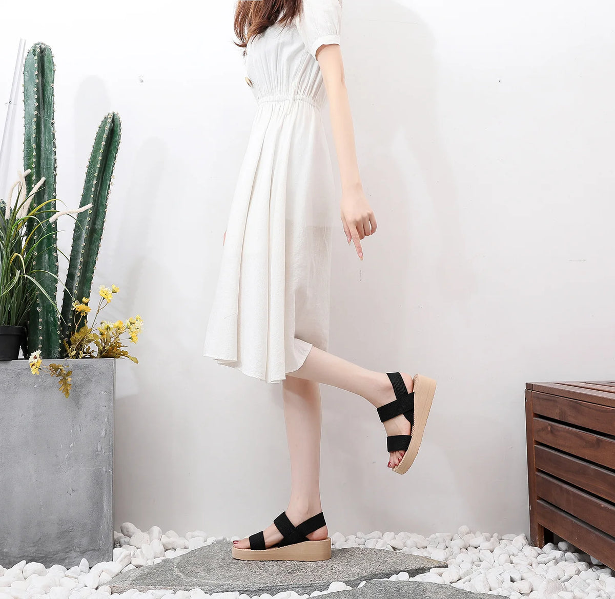 Big Size Minimalist Slingback Wedge Sandals For Women Outdoor Summer Platform Shoes Light Weight Soft EVA Female Leisure Sandals Pi-Mart
