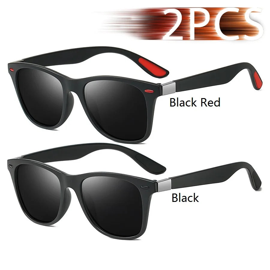 1-2-3PCS Fashion Vintage Square Unisex Driving Fishing Sunglasses Men Women Luxury Brand Designer Sun Glasses Anti-Glare Eyewear Pi-Mart
