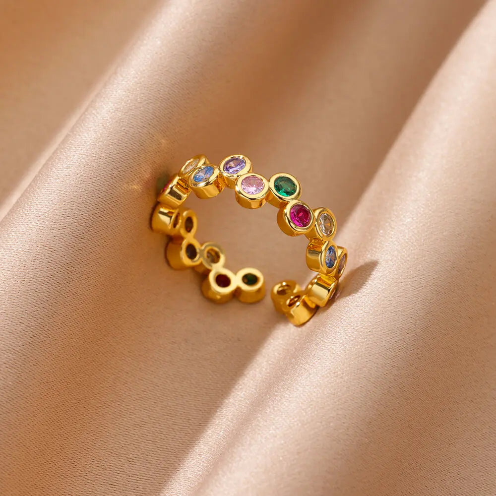 Zircon Geometric Heart Rings For Women Stainless Steel Gold Color Wedding Ring Luxury Aesthetic Jewlery Couple Gift 2026 Pi-Mart