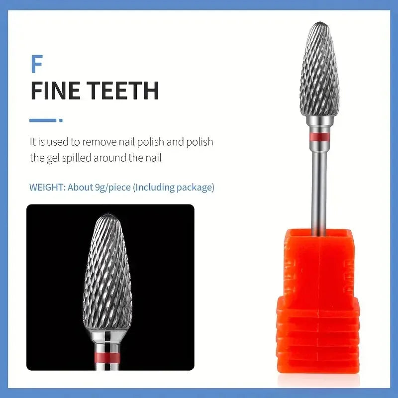 Tungsten Carbid Nail Drill Bits Electric Manicure Drill Accessory Milling Cutters for Nail Gel Polish Remover Nail Tools Efiles Tri Light Beauty