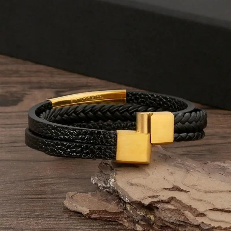 Classic Men's Leather Bracelet New Style Hand-woven Multi-layer Combination Accessory Fashion Man Jewelry Wholesale Dropshipping Pi-Mart