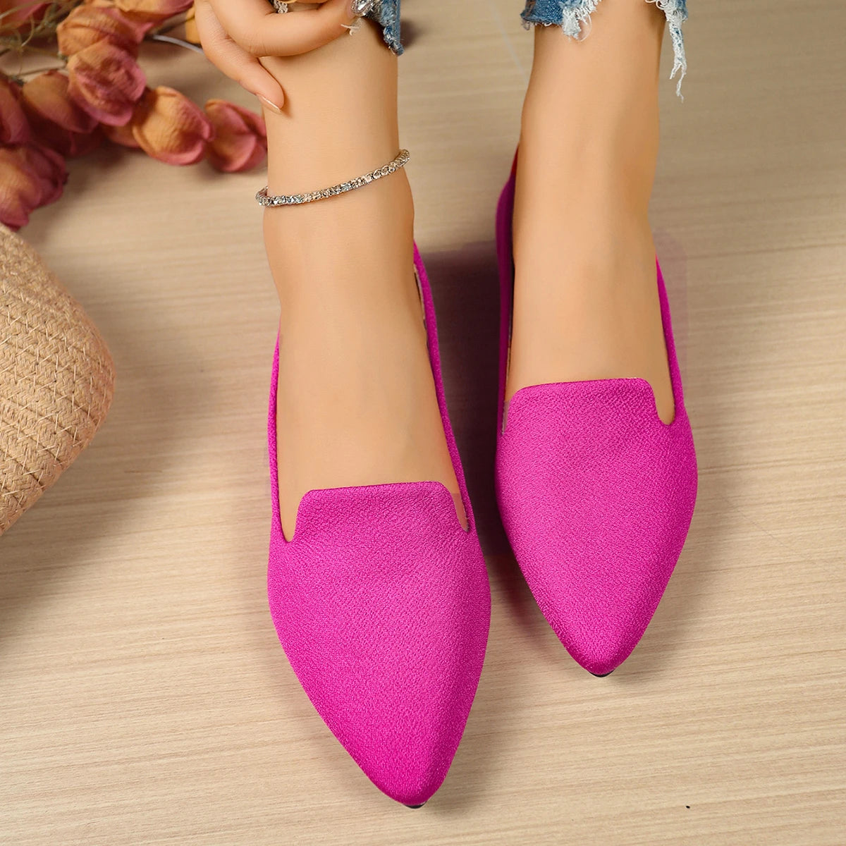Women Flats Pointed Toe Solid Color Flats for Women Spring/autumn Casual Comfortable Leopard Brown Flat Heel Shoes Pi-Mart