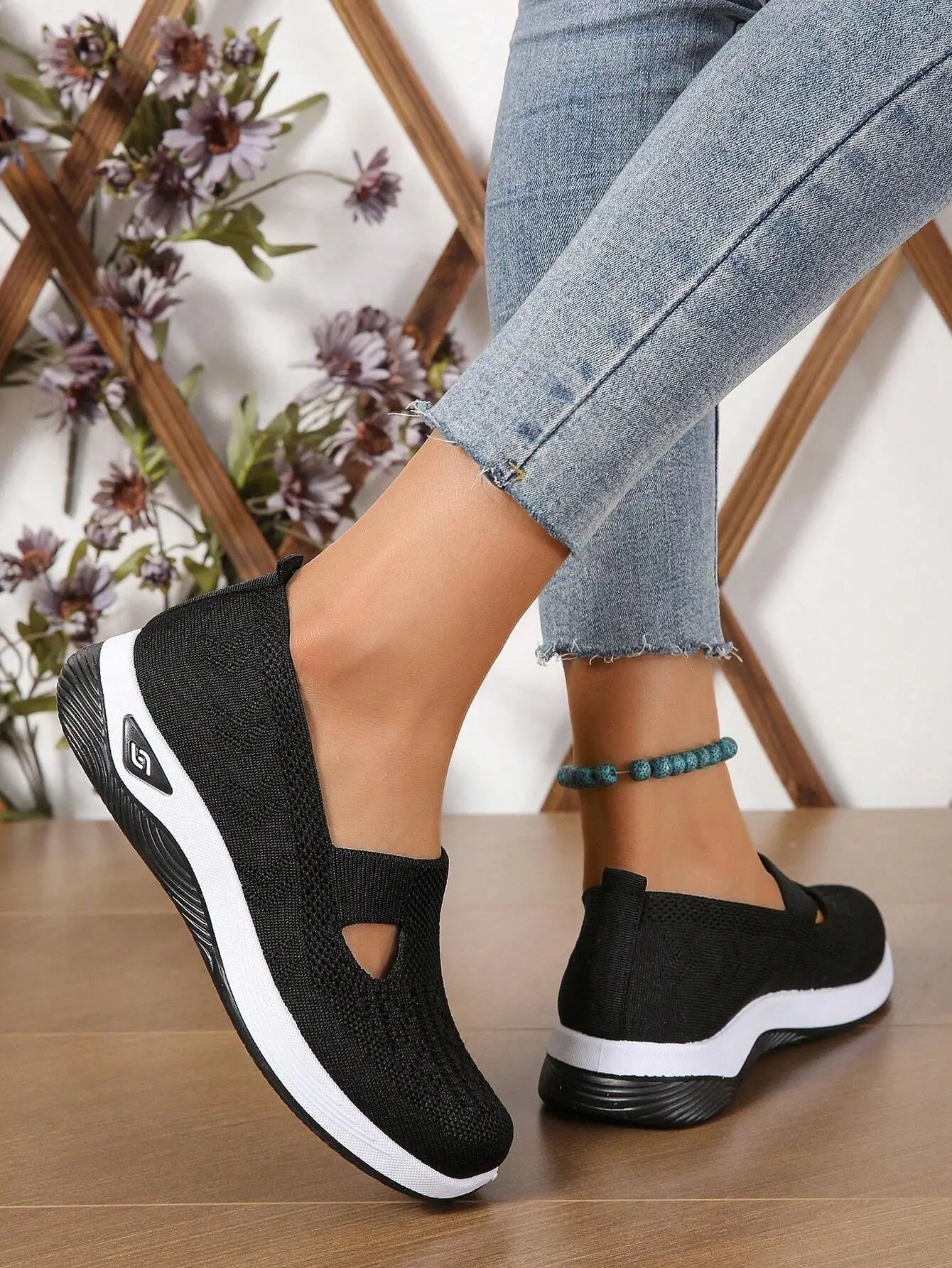 Women's shoes Solid Color Breathable Sneakers, casual sneaker women's summer sneakers, Low-top Knitted Casual Shoes Mom Shoes LadyShow.Store