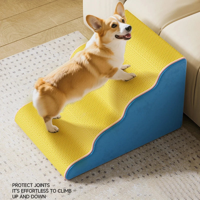 Dog Cat Ramp Ladder 3/4 Step Pet Stair Memory Foam Sponge Dogs Sofa Removable and Washable Training Pet Ramp Stairs Pet Supplies Pi-Mart