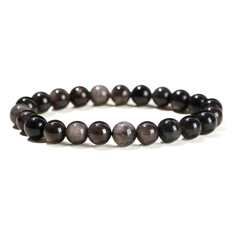 JD Natural Stone Beads Bracelet Amethyst Tiger Eye Crystal Quartz Agate Gem Beads Bangles Women Men Reiki Healling Jewelry Gift Pi-Mart