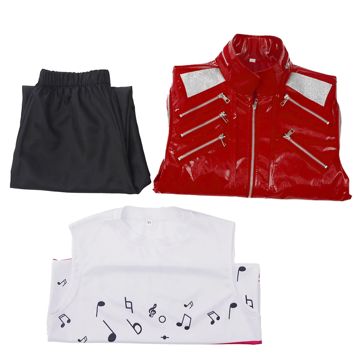 Red Zipper Michael Jackson MJ Beat It Jacket for Impersonators PU Leather Punk Casual Coat Halloween Stage Christmas Outwear Pi-Mart
