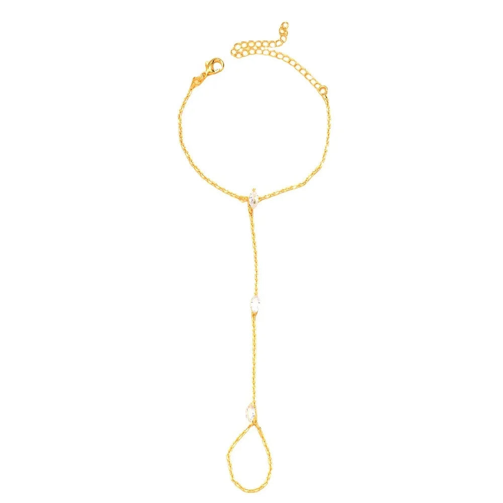 2025 Party Bling Zircon Crystal Bracelet Hand Chain for Women Rhinestone Thin Chain Finger Bracelet Jewelry Accessories Gift Pi-Mart